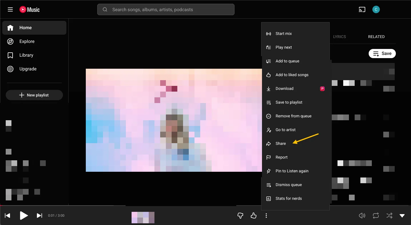 Select the Share option.